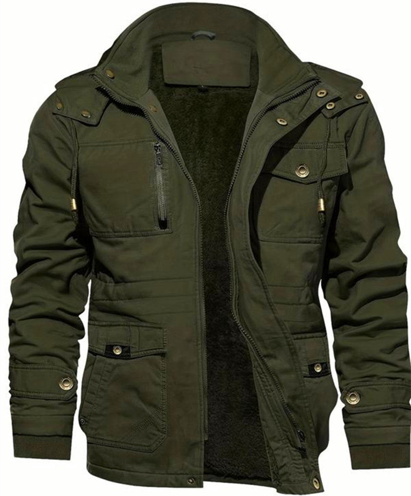Men's thermal field jacket with teddy lining, hood, and multiple pockets Hudson & Parker