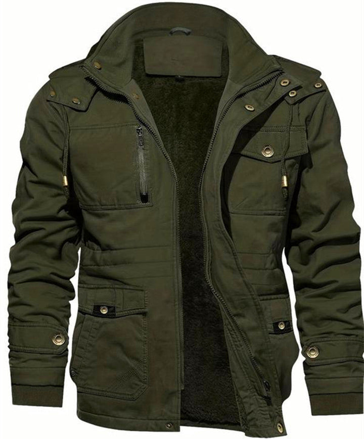 Men's thermal field jacket with teddy lining, hood, and multiple pockets Hudson & Parker