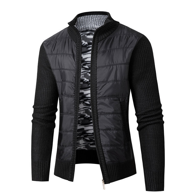 Men's hybrid cardigan with quilted front and stand-up collar Hudson & Parker