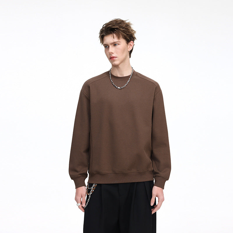 Men's Ribbed Structure Sweatshirt Pullover with Drop Shoulder and Relaxed Fit Hudson & Parker