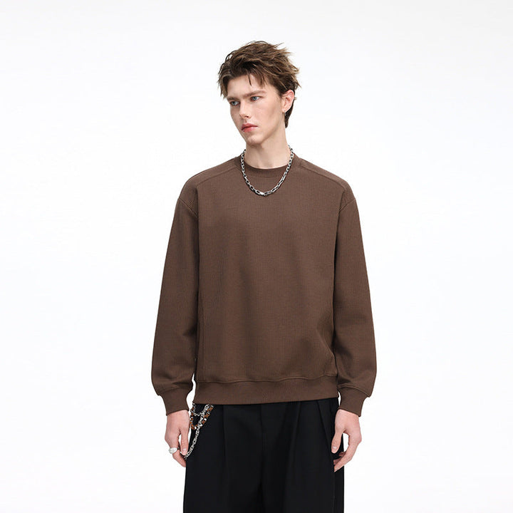 Men's Ribbed Structure Sweatshirt Pullover with Drop Shoulder and Relaxed Fit Hudson & Parker