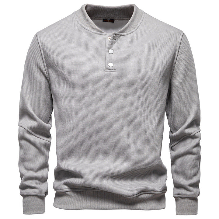Men's waffle texture Henley pullover with short snap button closure and ribbed cuffs Hudson & Parker