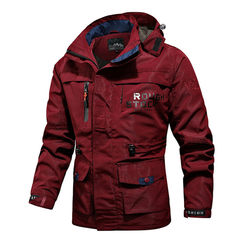Men's Waterproof Functional Parka with Hood, Multiple Pockets and Checked Lining Hudson & Parker