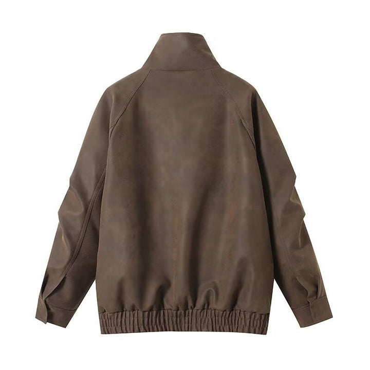 Men's Oversized Field Jacket in Suede Look with High Collar, Flap Pockets, and Elastic Hem Hudson & Parker