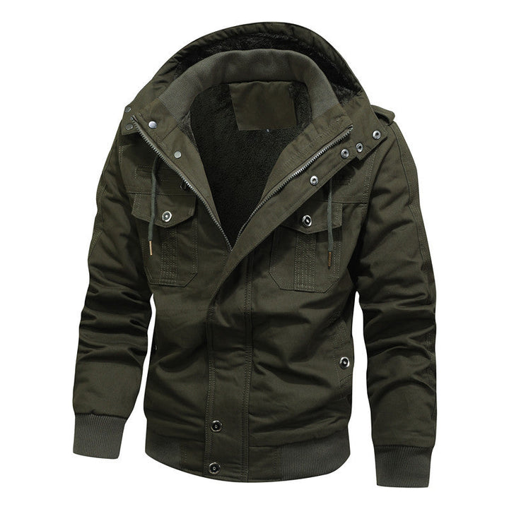 Men's Windproof Canvas Jacket with Teddy Lining and Hood Hudson & Parker