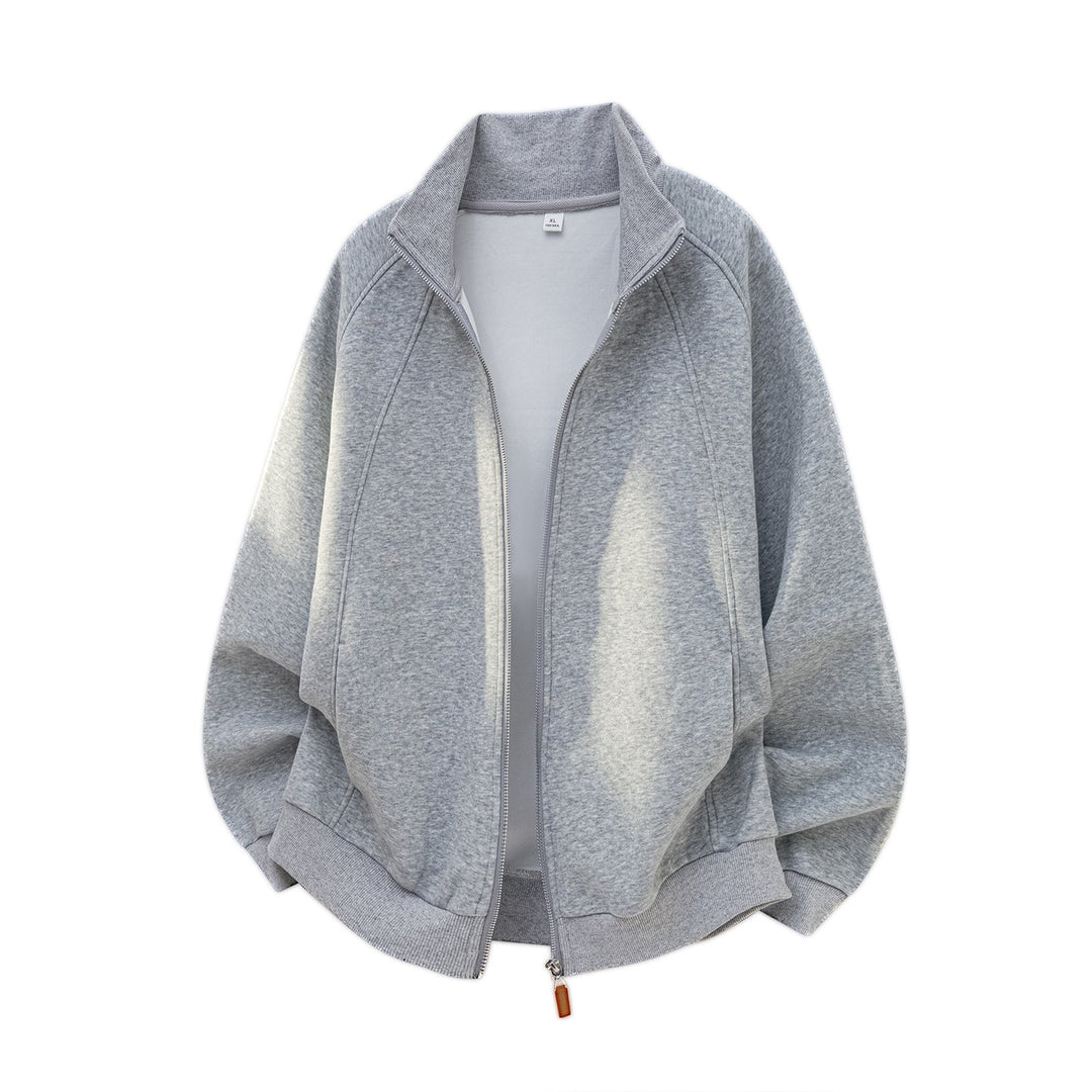 Unisex Oversize Zipper Sweat Jacket with Stand-Up Collar and Raglan Sleeves Hudson & Parker
