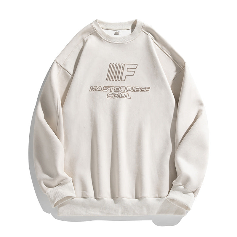 Unisex Fleece Sweatshirt with Velvet Look, Embroidered Logo and Drop Shoulder Hudson & Parker