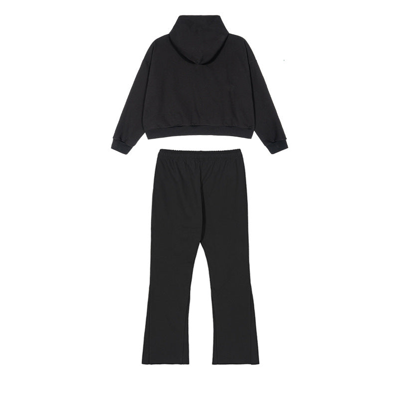 Women's Cropped Hoodie and Flared Sweatpants Lounge Set made of French Terry Hudson & Parker