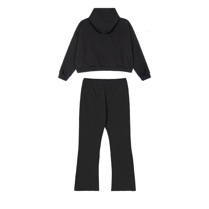 Women's Cropped Hoodie and Flared Sweatpants Lounge Set made of French Terry Hudson & Parker
