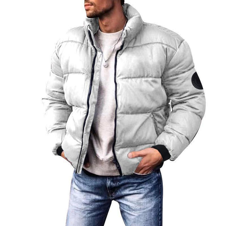 Men's Short Thermal Quilted Jacket with Body Panels, High Stand-up Collar and Elastic Cuffs Hudson & Parker