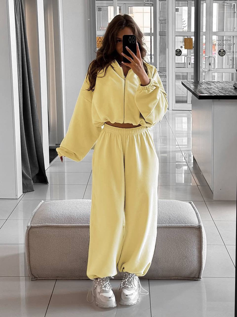 Women nan oversized hoodie jacket with full zip and high waist elastic waistband jogging pants set Hudson & Parker