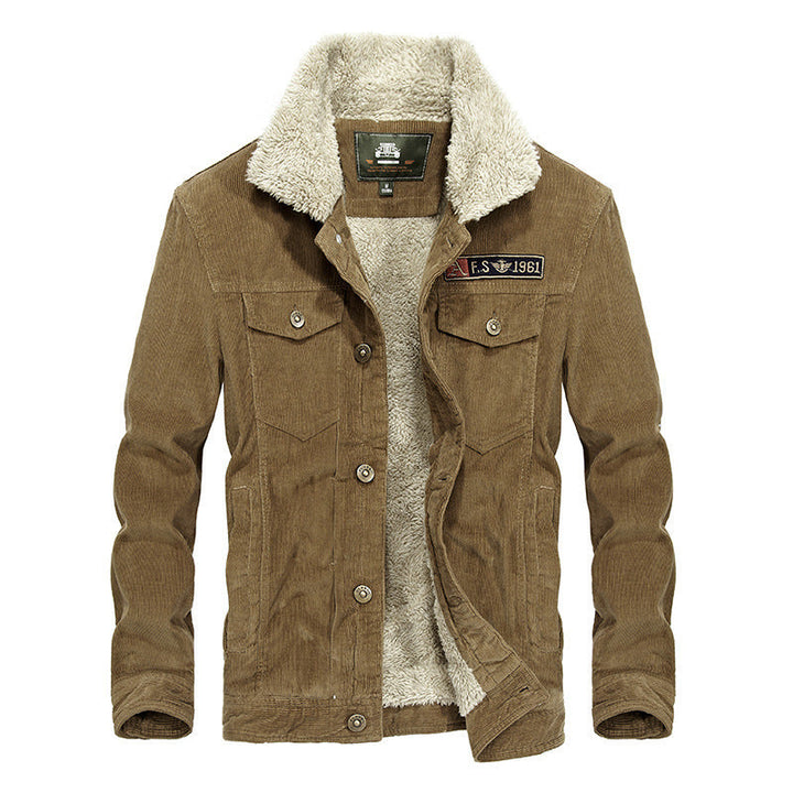 Men's trucker cord jacket with teddy lining and patch chest pockets Hudson & Parker