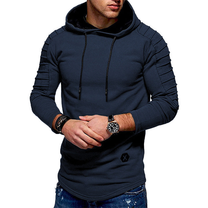 Men's Longline Hoodie with Padded Panel Sleeves and Tailored Slim Fit Hudson & Parker
