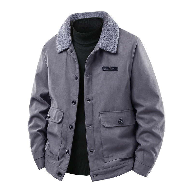 Men's canvas jacket with teddy collar and patch pockets Hudson & Parker