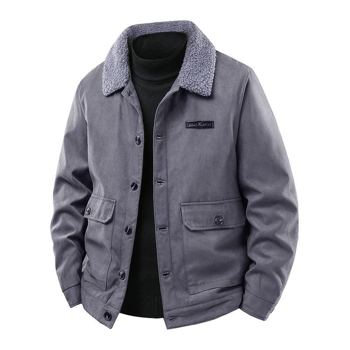 Men's canvas jacket with teddy collar and patch pockets Hudson & Parker