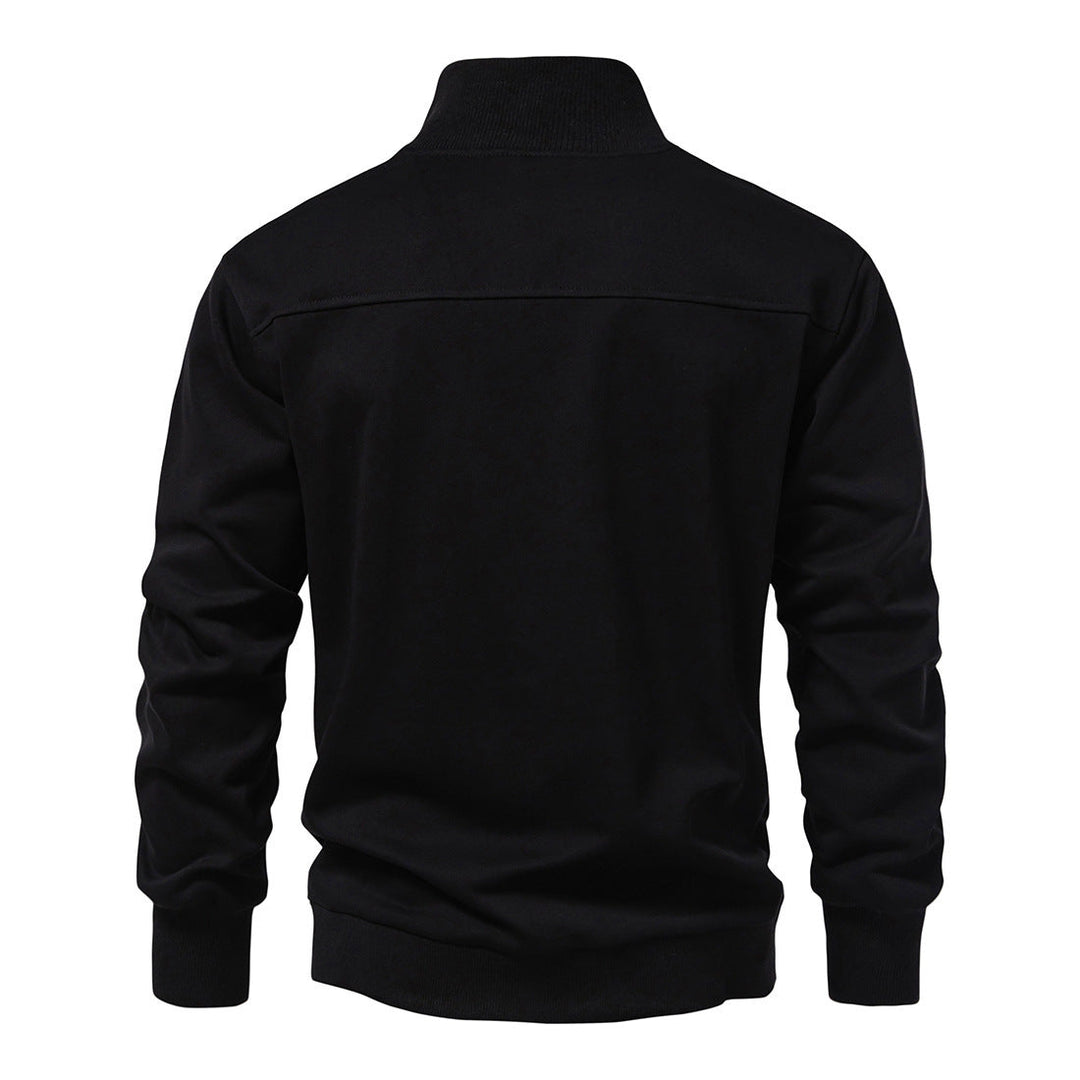 Men's Half-Zip Sweatshirt with Stand Collar and Ribbed Cuffs Hudson & Parker