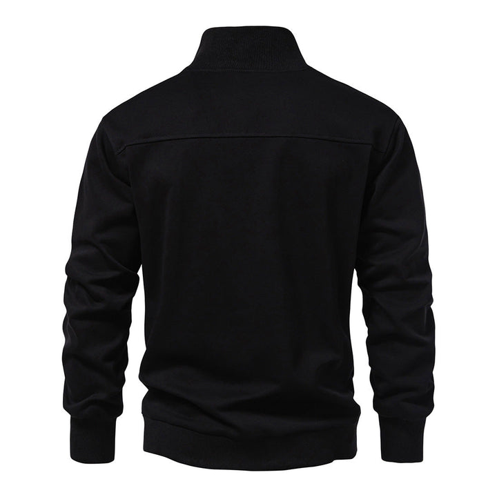 Men's Half-Zip Sweatshirt with Stand Collar and Ribbed Cuffs Hudson & Parker