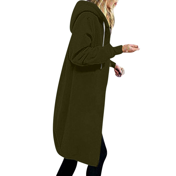 Women's longer oversized hoodie coat with rounded hem and zip pockets Hudson & Parker