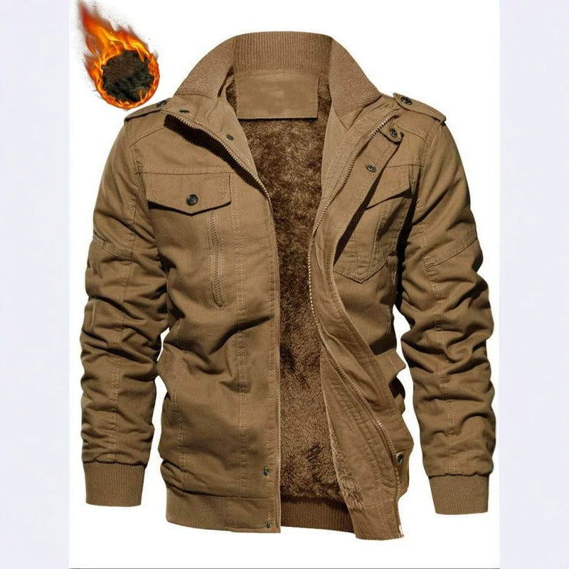 Men's Insulated Canvas Field Jacket with Teddy Lining and Shoulder Flaps Hudson & Parker