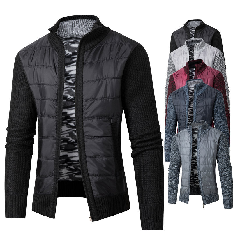 Men's hybrid cardigan with quilted front and stand-up collar Hudson & Parker