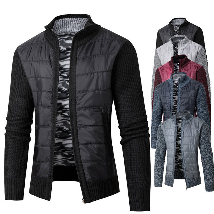 Men's hybrid cardigan with quilted front and stand-up collar Hudson & Parker