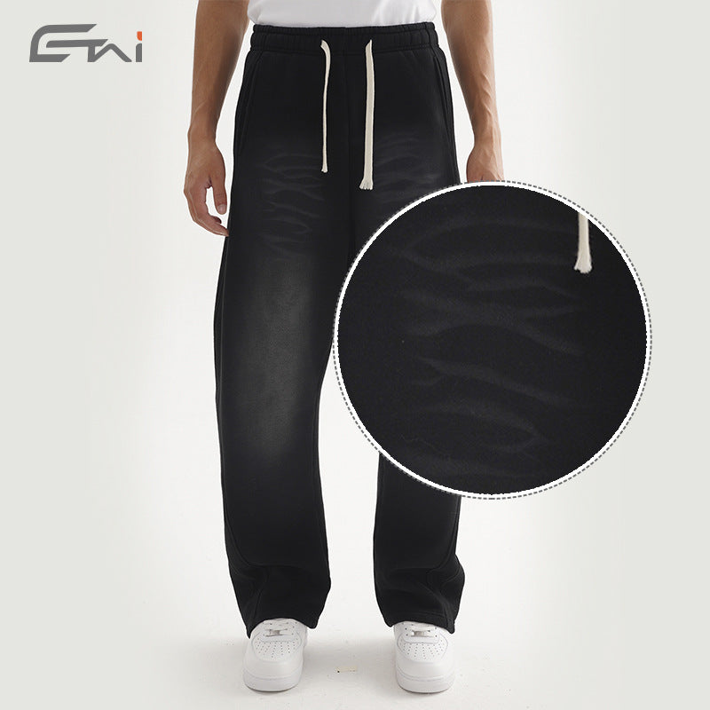 Men's wide sweatpants in harem cut with a deep crotch, extra long drawstrings, and vintage fade Hudson & Parker