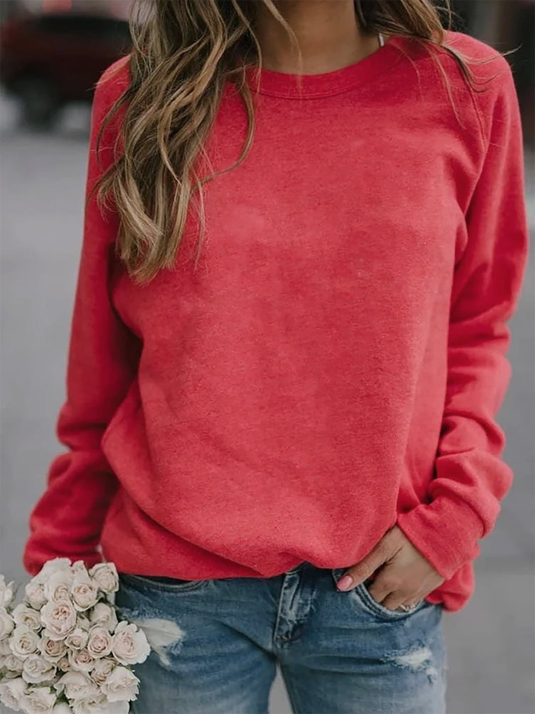 Women's Casual Oversized Sweatshirt with Crew Neck and Raglan Sleeves Hudson & Parker