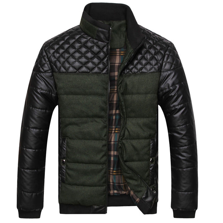 Men's quilted jacket in a material mix with quilted shoulder section and checked lining Hudson & Parker