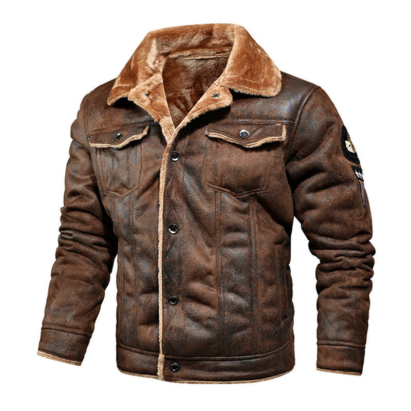 Men's pilot jacket with lambskin look and Sherpa lining Hudson & Parker