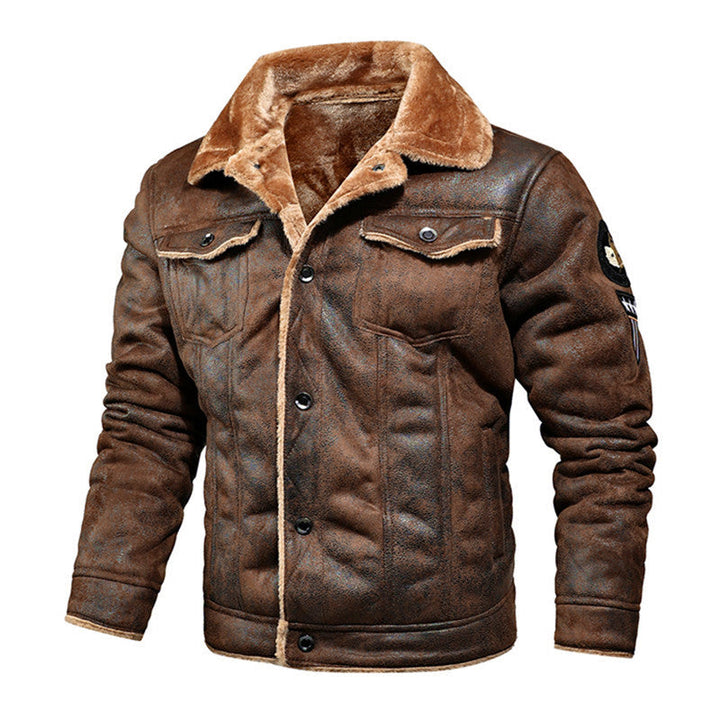 Men's pilot jacket with lambskin look and Sherpa lining Hudson & Parker