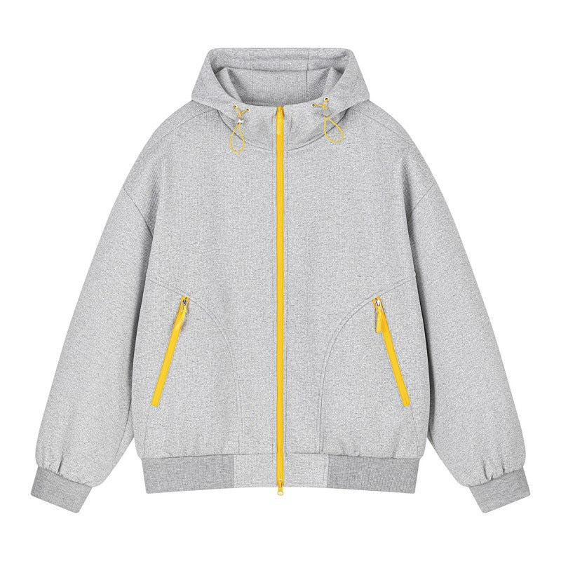 Unisex Oversize Hoodie Sweat Jacket with contrasting zippers & ribbed hem Hudson & Parker
