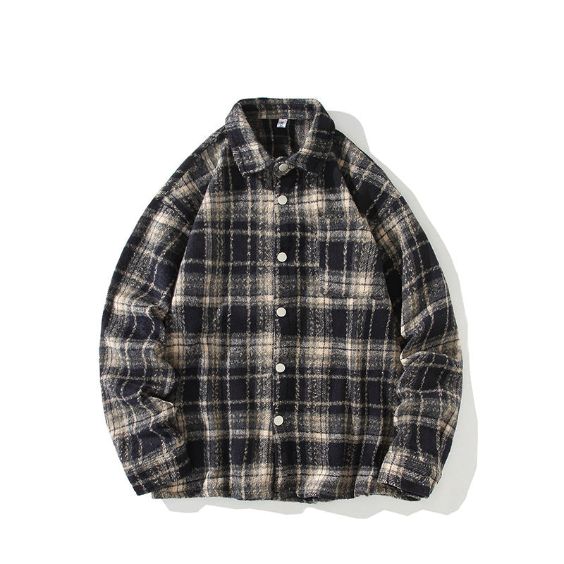 Men's Checked Flannel Overshirt with Snap Front and Straight Cut Hudson & Parker