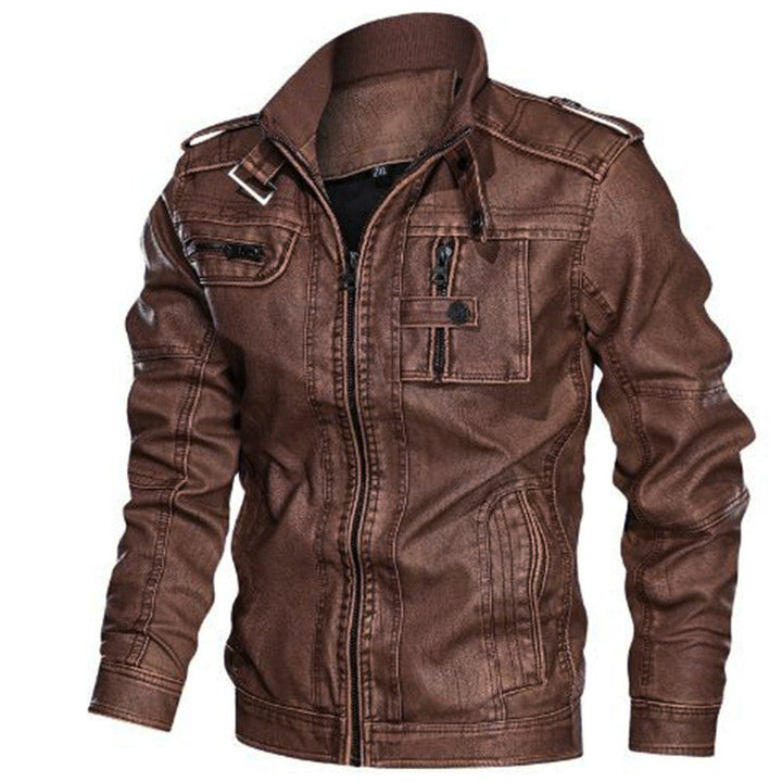 Men's Urban Faux Leather Blouson with Shoulder Epaulettes, Zipper and Utility Pockets Hudson & Parker