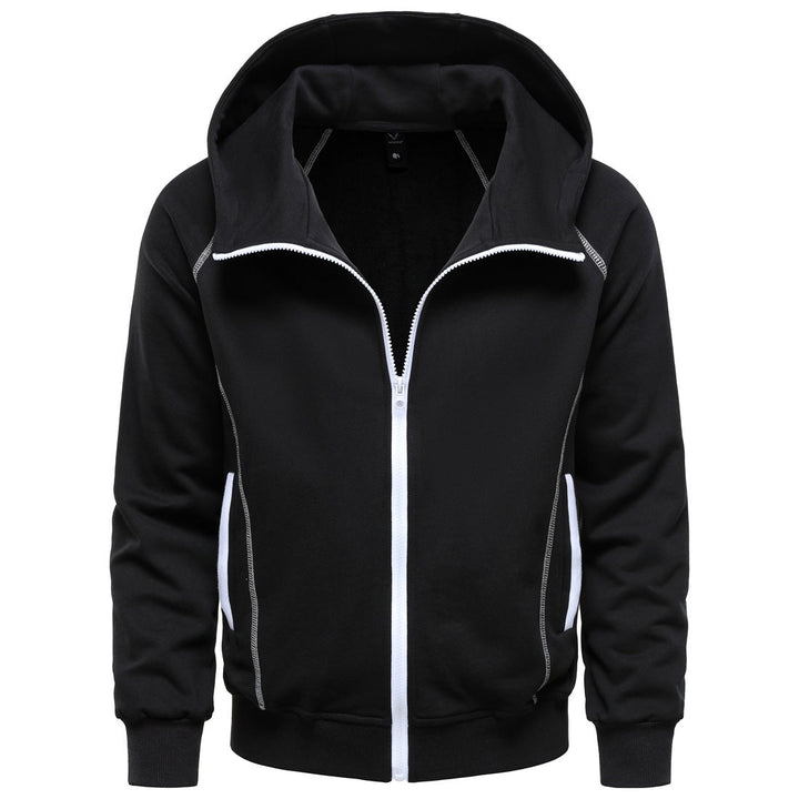Men's hoodie zip jacket in sporty raglan style with contrast seams and ribbed cuffs Hudson & Parker