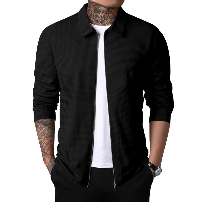 Men's nano structured shirt jacket with waffle structure, full-length zipper and slim fit Hudson & Parker