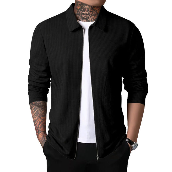 Men's nano structured shirt jacket with waffle structure, full-length zipper and slim fit Hudson & Parker