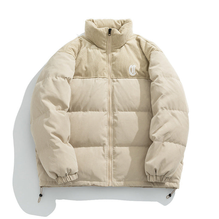 Unisex Padded Quilted Jacket with Cord Panel, Stand Collar and Drawstring Hudson & Parker