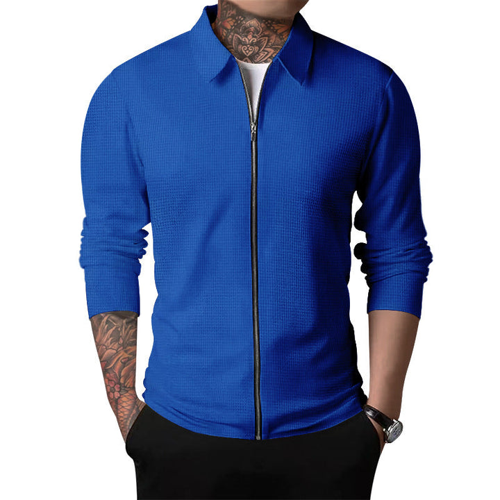 Men's nano structured shirt jacket with waffle structure, full-length zipper and slim fit Hudson & Parker
