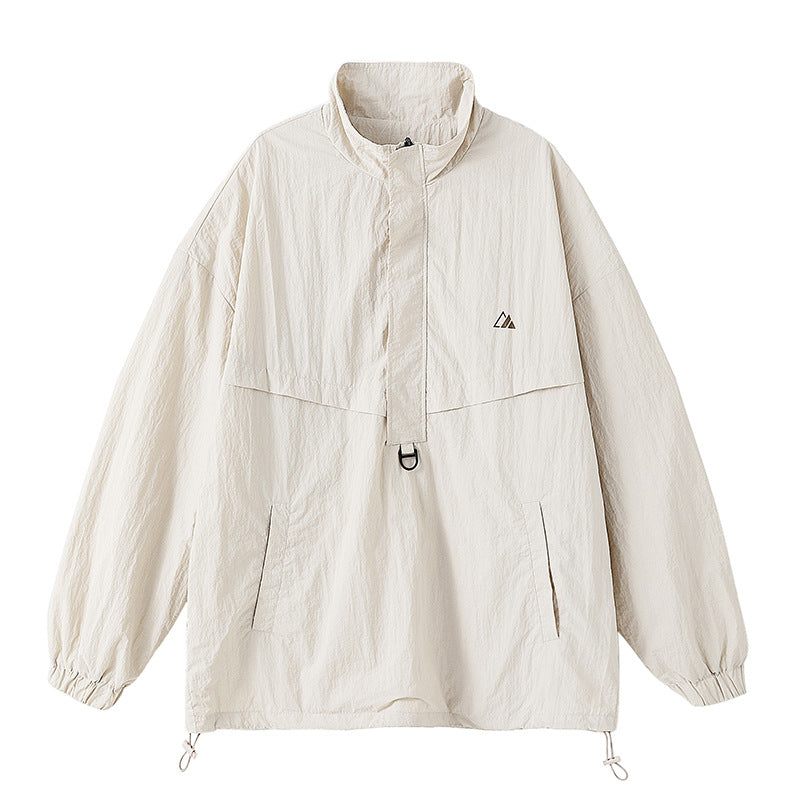 Unisex Lightweight Oversized Anorak with Half Zip, Utility D-Ring and Adjustable Hem Hudson & Parker