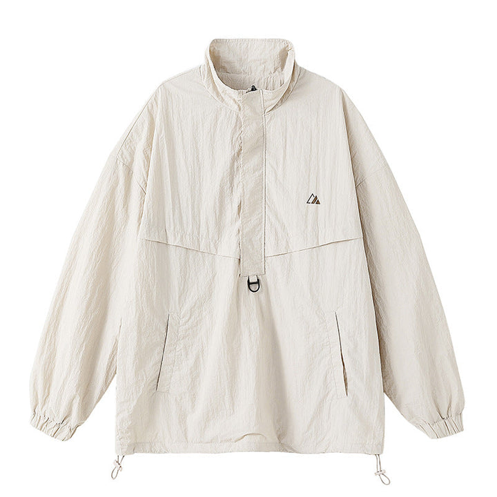 Unisex Oversize Anorak with Half Zip, Stand Collar, Kangaroo Pocket and Drawstring Hudson & Parker