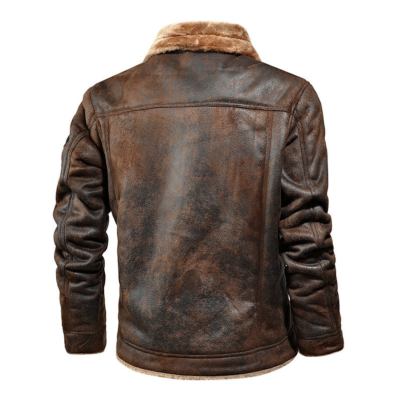 Men's pilot jacket with lambskin look and Sherpa lining Hudson & Parker