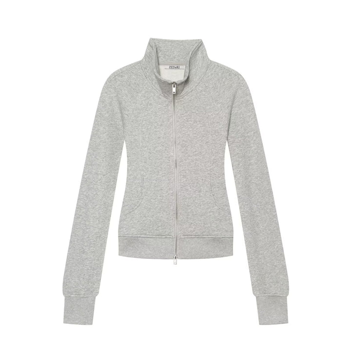 Women's Slim-Fit Sweat Jacket with Stand Collar and Two-Way Zipper Hudson & Parker