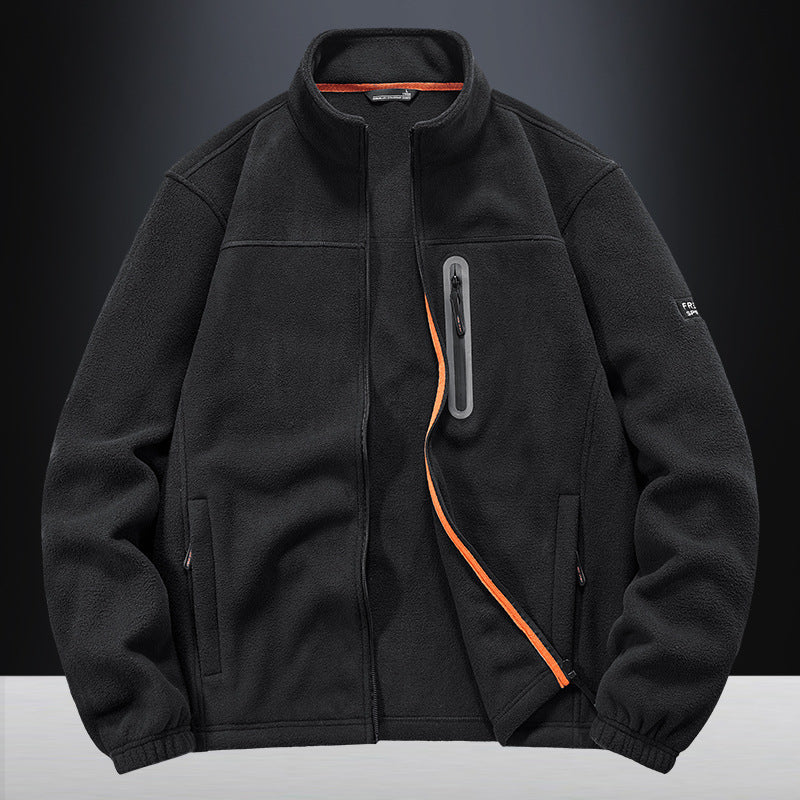 Men's fleece jacket with wind-resistant microfleece, welded chest zipper pocket, and elastic cuffs Hudson & Parker