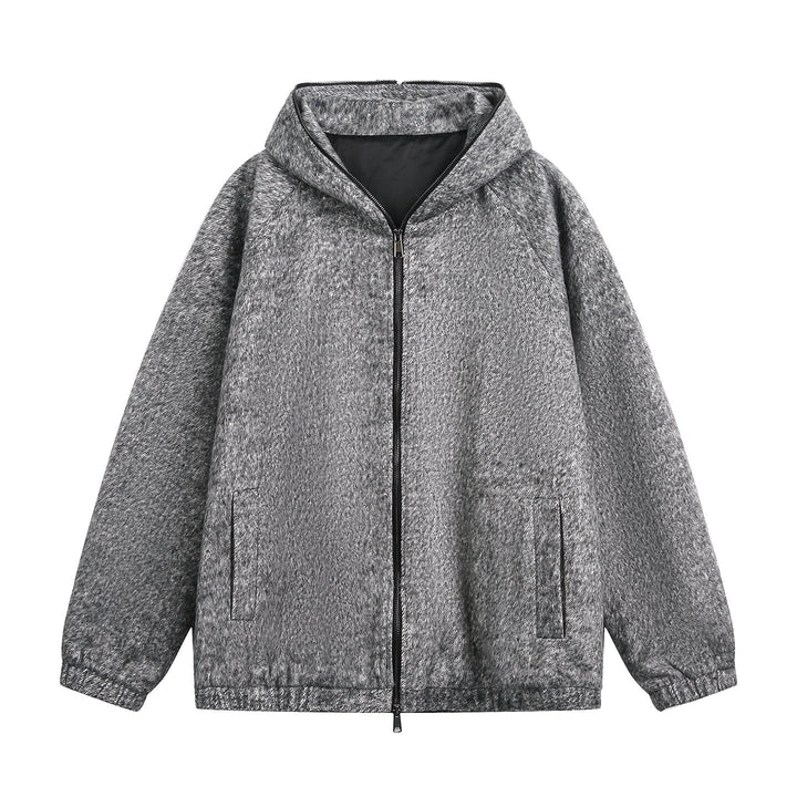 Unisex Boxy Hooded Jacket with Structured Fabric, Two-Way Zipper and Elastic Hem Hudson & Parker
