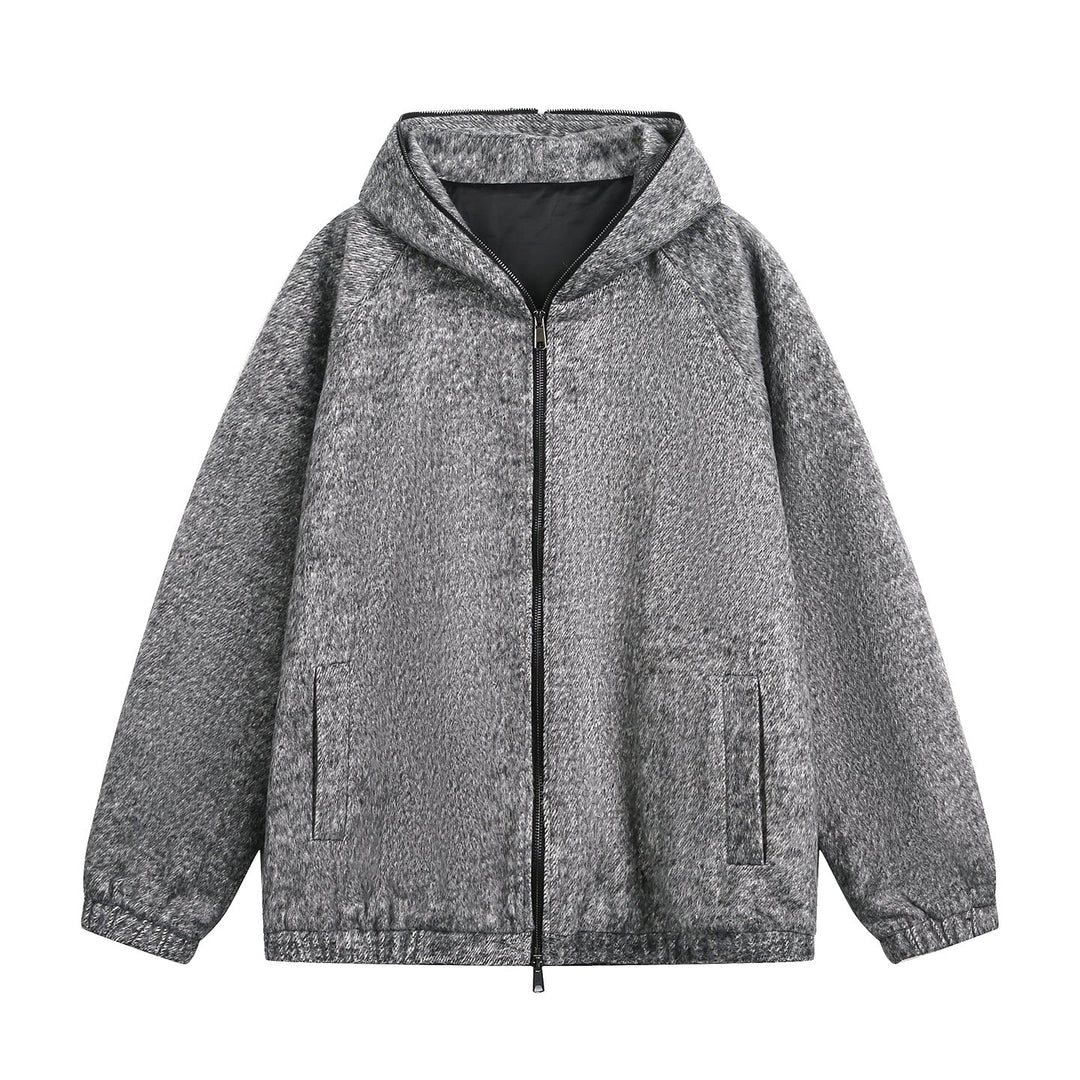 Unisex Technical Oversized Hooded Jacket in Look with Two-Way Zipper Hudson & Parker