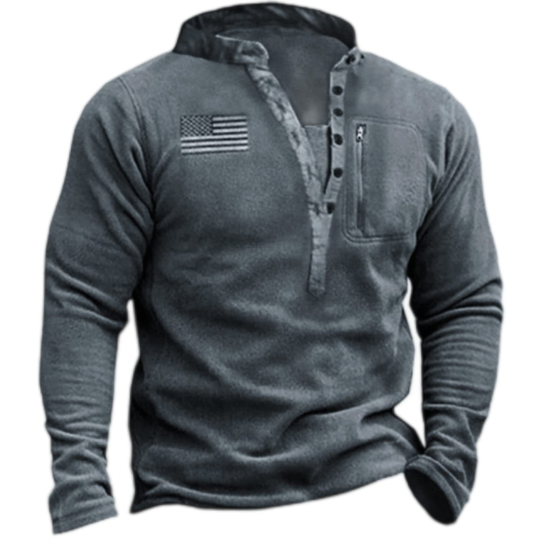 Men's nano thermal Henley fleece pullover with chest zip pocket and camouflage detail Hudson & Parker
