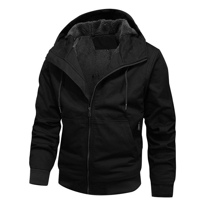Men's padded hooded canvas jacket with Sherpa fleece lining Hudson & Parker
