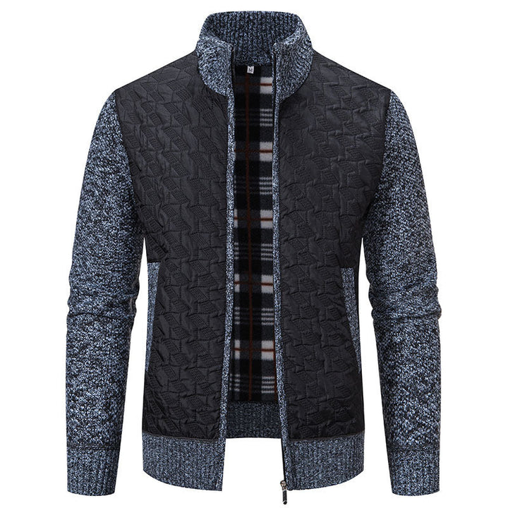 Men's quilted knit hybrid jacket with stand-up collar, full zip and checked lining Hudson & Parker