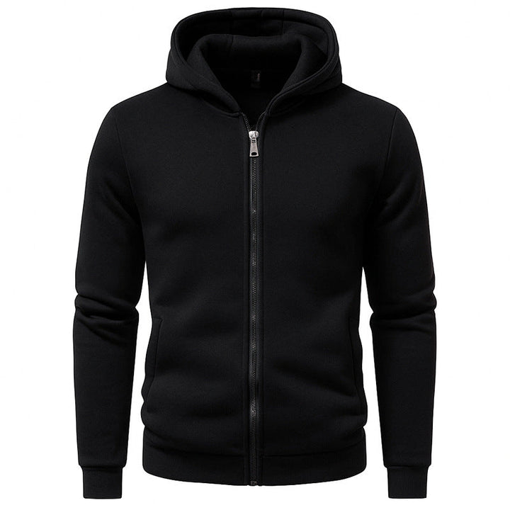 Men's hooded sweat jacket with full zip, fleece lined and slim fit Hudson & Parker