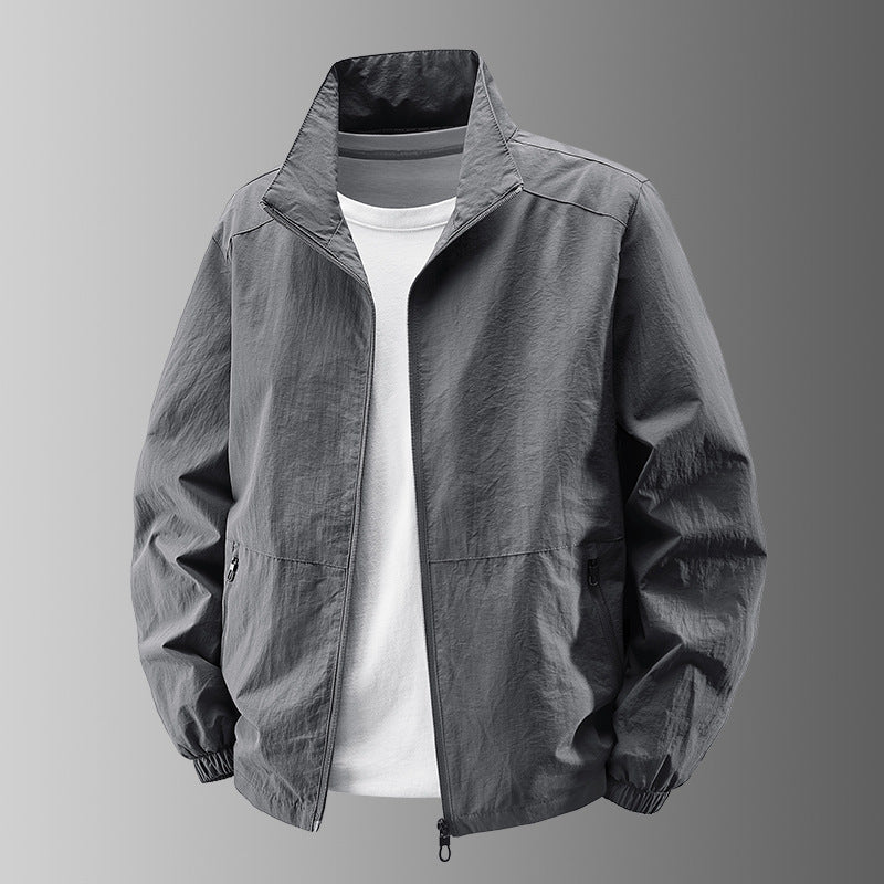 Men's breathable lightweight windbreaker with stand-up collar, elastic cuffs and concealed zippered pockets Hudson & Parker